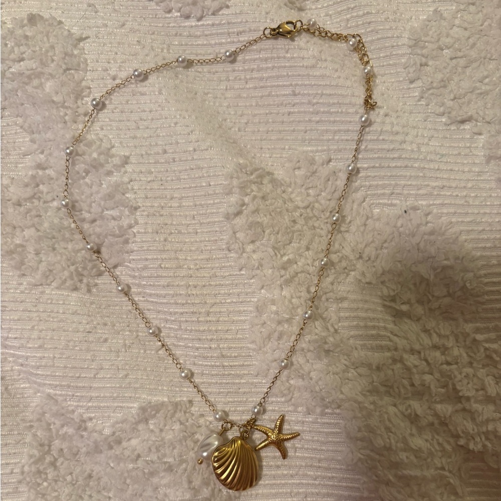 Gold Shell and Starfish Necklace